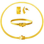 Klasik Tokalı 3 Sıra Trabzon Hasır 14 Ayar Altın Set