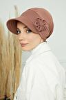 Siperlikli Çiçek Aksesuarlı Şapka Bone,B-72