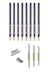 Goldfaber 1221 Çizim Seti B 2b 3b 4b 5b 6b 7b 8b Dereceli Kalemler Pastel Dağıtıcı, Hamur Silgi