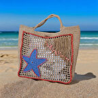 Püskül Detaylı Hasır Plaj Çantası