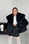 Dipmoda kadın oversize çıtçıtlı ithal kürk mont DPG037