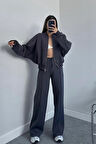Dipmoda kadın 3 iplik içi pamuklu kışlık eşofman takımı GTS018 - Antrasit