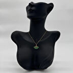 Çelik Yeşil Yelpaze Trend Model Gold Kolye - Gold