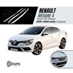 Renault Megane 4 Krom Ön Panjur 5 Prç. 2015-2020 Üzerip. Çelik Uyumlu