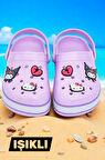 Kız Çocuk Lila Kuromi Baskılı Tabanı Işıklı Plaj Havuz Terliği & Sandaleti