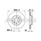 Honda On Fren Disk Aynası Havalı Honda Accord VII 98-02 (282x4) - Braxıs Ae0393