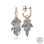 Swarovski Crystal Taşlı Lucky Life 925 Ayar Gumuss  Kalp Salkım Sallantılı Çivili Kadın Küpe