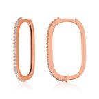 Lucky Life 925 Ayar Gumuss  Rose Zirkon Taşlı Halka Kadın Küpe