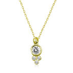 Lucky Life 925 Ayar Gumuss  Gold Çiğ Damlası Yuvarlak Tektaş Kadın Kolye