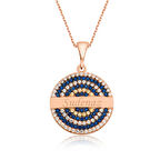 Lucky Life 925 Ayar Gumuss  Rose Mavi Taşlı İsimli Kadın Kolye