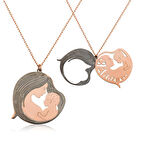 Lucky Life 925 Ayar Gumuss  Rose Anne ve Bebek Kolye