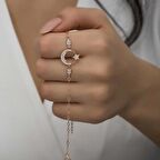 Lucky Life 925 Ayar Gumuss  Rose Ay Yıldız Kadın Bileklik