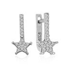 Lucky Life 925 Ayar Gumuss  Sallantılı Yıldız Taşlı Küpe