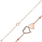 Lucky Life 925 Ayar Gumuss  Rose Dorissa İki Kalp Kadın Bileklik