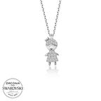 Swarovski Taşlı Lucky Life 925 Ayar Gumuss  Çocuk Kadın Kolye