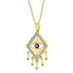 Lucky Life 925 Ayar Gumuss  Gold Nazarlı Göz Kadın Kolye