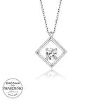 Swarovski Taşlı Lucky Life 925 Ayar Gumuss  Dörtgen Kadın Kolye