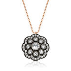 Lucky Life 925 Ayar Gumuss  Çiçek Desenli Elmas Montür Kolye