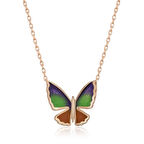 Lucky Life 925 Ayar Gumuss  Rose Minimal Kelebek Kadın Kolye