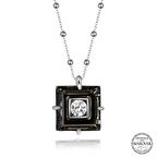 Swarovski Crystal Taşlı Top Zincir Siyah Elmas Lucky Life 925 Ayar Gumuss  Kadın Kolye