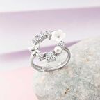 Lucky Life 925 Ayar Gumuss  Ayarlanabilir Manolya Çiçeği Kadın Yüzük