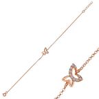 ​Lucky Life 925 Ayar Gumuss  Rose Kelebek Kadın Bileklik