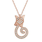 Lucky Life 925 Ayar Gumuss  Rose Kedi Kadın Kolye