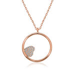 Lucky Life 925 Ayar Gumuss  Rose Kalp Detaylı Halka Kolye