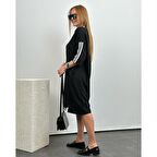 Lucky Life Kadın Siyah Diz Üstü Ribanalı Elbise