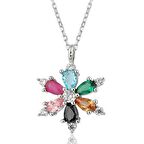 Lucky Life 925 Ayar Gumuss Mix Taşlı Lotus Çiçeği Kadın Kolye