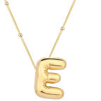 Lucky Life 925 Ayar Gumuss Gold Balon E Harfi Kadın Kolye