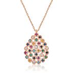 Lucky Life 925 Ayar Gumuss Rose Renkli Taşlı Damla Kolye