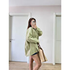 Lucky Life Kadın Yakalı Yandan Yırtmaçlı Gömlek - Yeşil