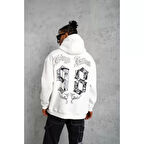 Erkek 98 Baskılı Kapşonlu Sweat - Beyaz