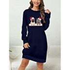 Lucky Life Kadın Uzun Kollu Bisiklet Yaka Desenli Viskon Iki Iplik Bluz