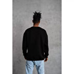 Erkek Düz Bisiklet Yaka Sweat - Siyah