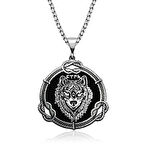 Lucky Life Gümüş Kurt Motifli Göktürkçe Türk Yazılı Kolye