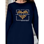 Lucky Life Kadın Uzun Kollu Bisiklet Yaka Desenli Viskon Iki Iplik Bluz