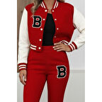 Lucky Life Kadın Uzun Kollu Hakim Yaka önden Düğmeli Ceket Pantolon şardonlu Iki Iplik Ikili Takım