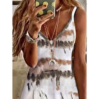 Lucky Life Kadın Ip Askılı V Yakalı Karışık Renkli Süprem Elbise