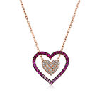 Gümüş Rose İki Kalp Kadın Kolye