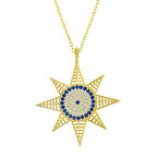 Gümüş Gold Nazarlı Kutup Yıldızı Kadın Kolye