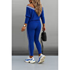 Lucky Life Kadın Uzun Kollu Tek Omuzu Açık Detaylı Viskon Iki Iplik Bluz Ve Pantolon Ikili Takım