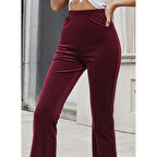 Lucky Life Kadın Yüksek Bel Paçaya Doğru Genişleyen Kadife Pantolon