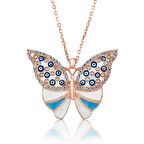 Gümüş Nazarlı Kelebek Kadın Kolye