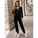 Lucky Life Kadın Uzun Kollu V Yaka Kadife Bluz Ve Pantolon Ikili Takım