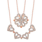 Gümüş Rose Kalpli Açılabilen Yonca Kadın Kolye