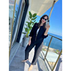 Lucky Life Kadın Uzun Kollu önden Fermuarlı Modal Ceket Ve Pantolon Ikili Takım