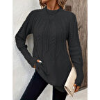 Lucky Life Kadın  Uzun Kollu Yarı Balıkçı Yaka Triko Bluz