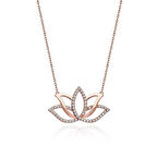 Gümüş Rose Lotus Çiçeği Kolye